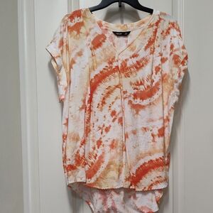 Simply Vera Vera Wang Women's Tie-Dye Top - Orange and White